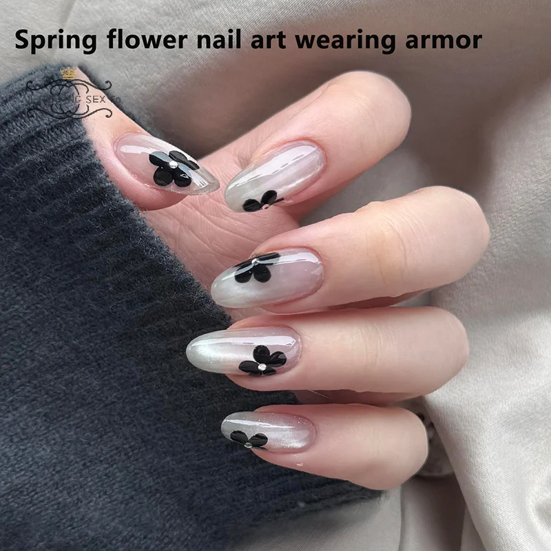 30 pièces faux ongles fleur conception portable faux ongles Simple artificiel presse sur ongles conseils oeil de chat Nail Art