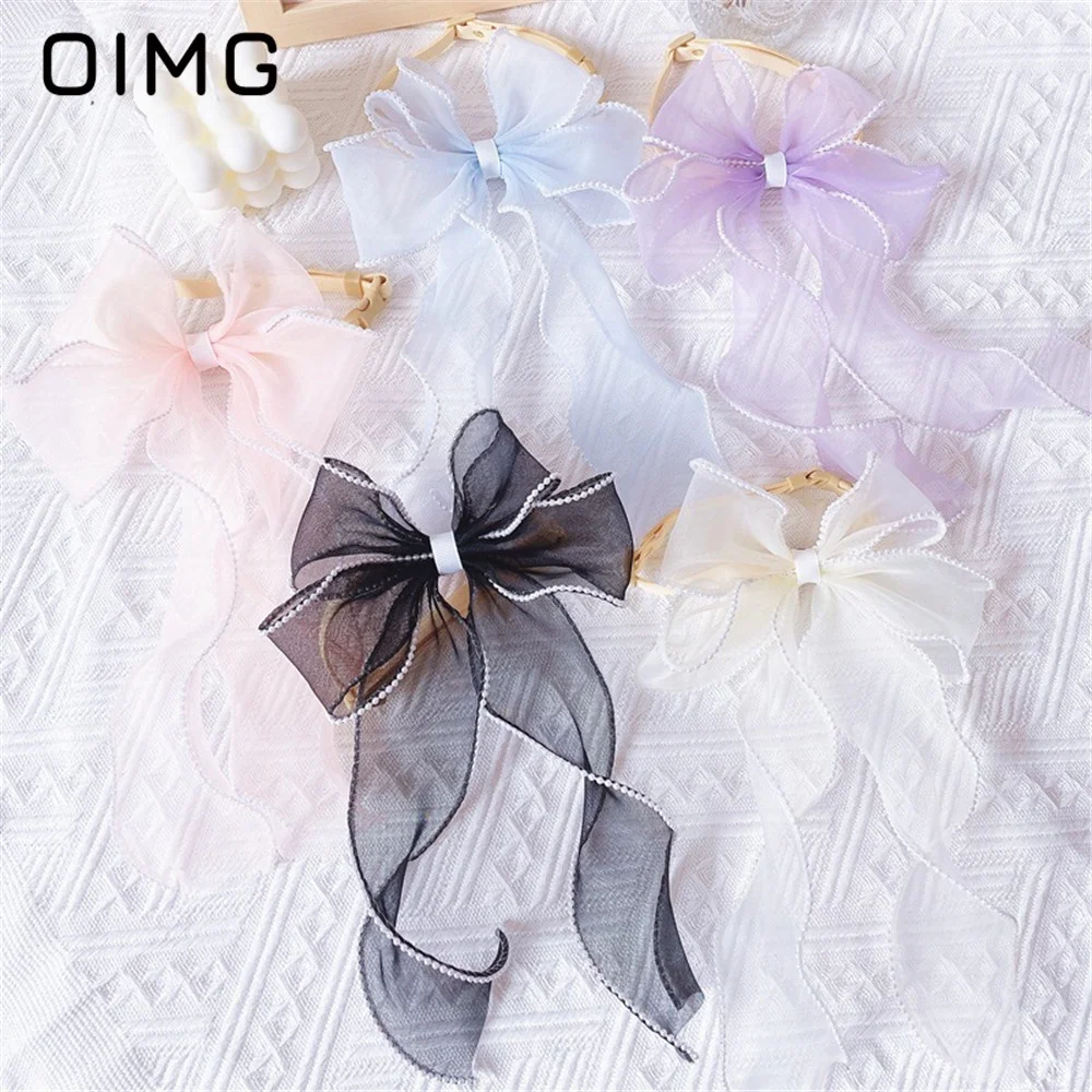 

OIMG Cats Dogs Clothing Accessories Ins Fairy Style Pearls Large Bow Necklaces Pet Puppets Cat Photography Props