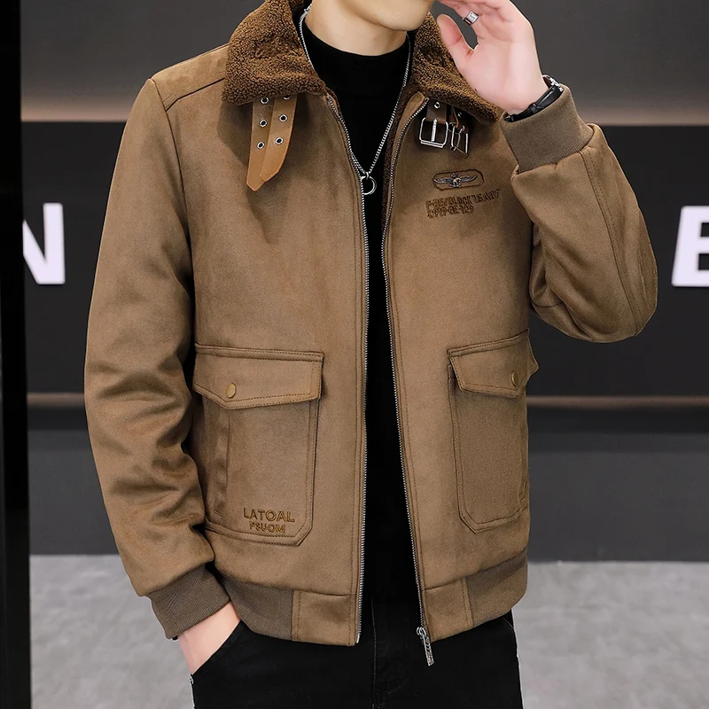 2024 Winter Fur Integrated Leather Jacket for Men Trend Casual Motorcycle Bike Jackets Waterproof PU Leather Thick Warm Coats