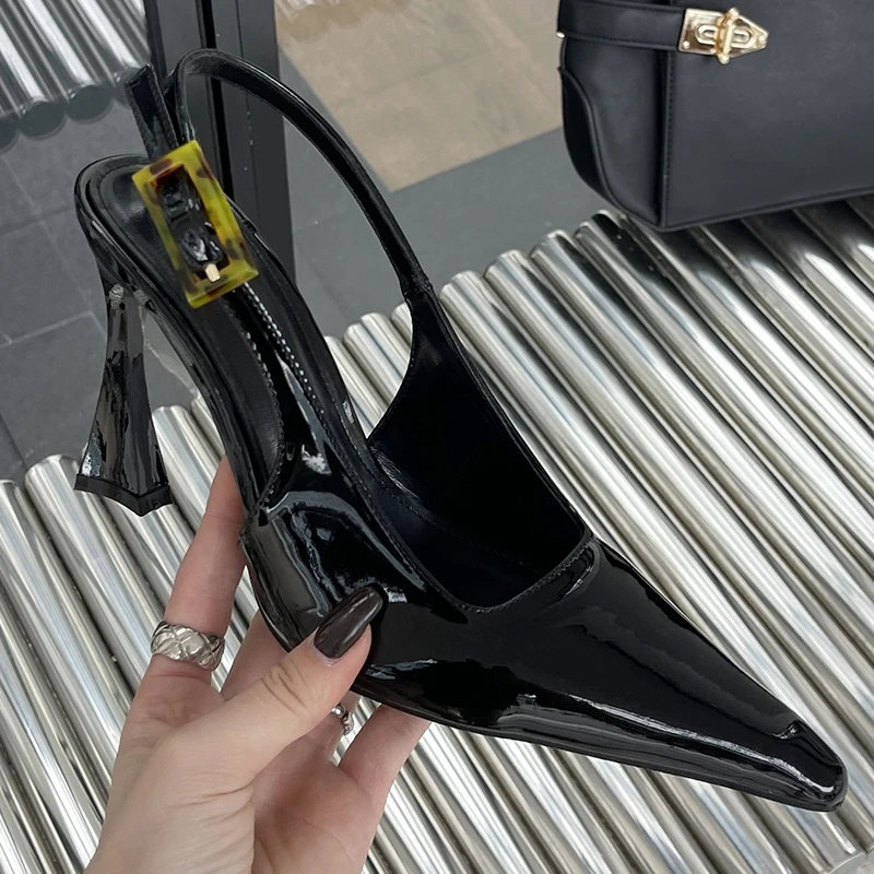 New In 2024 Pumps Footwear Elegant Women Heeled Shoes Fashion Buckle Strap Female Pointed Toe Slingbacks Ladies High Heels Shoes