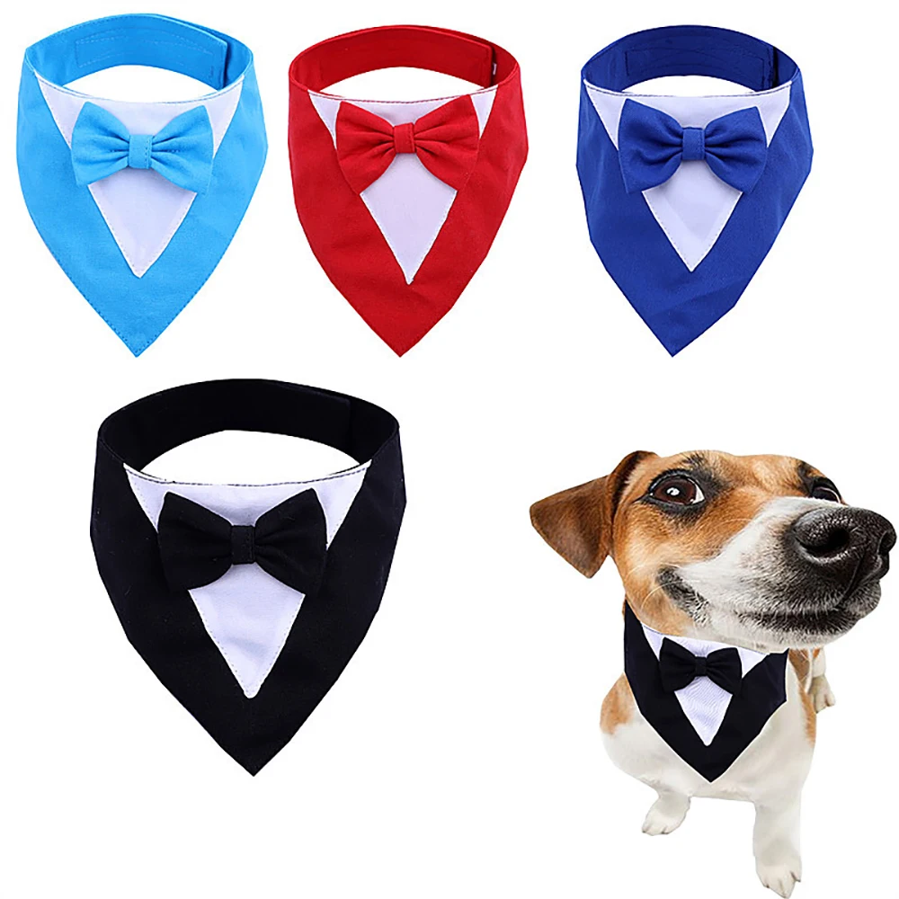 

Adjustable Dog Neckerchief and Bowtie, Tuxedo Bandana Collar, Pet Prince, Wedding Bow Tie Scarf, Pet Formal Costume for Puppy