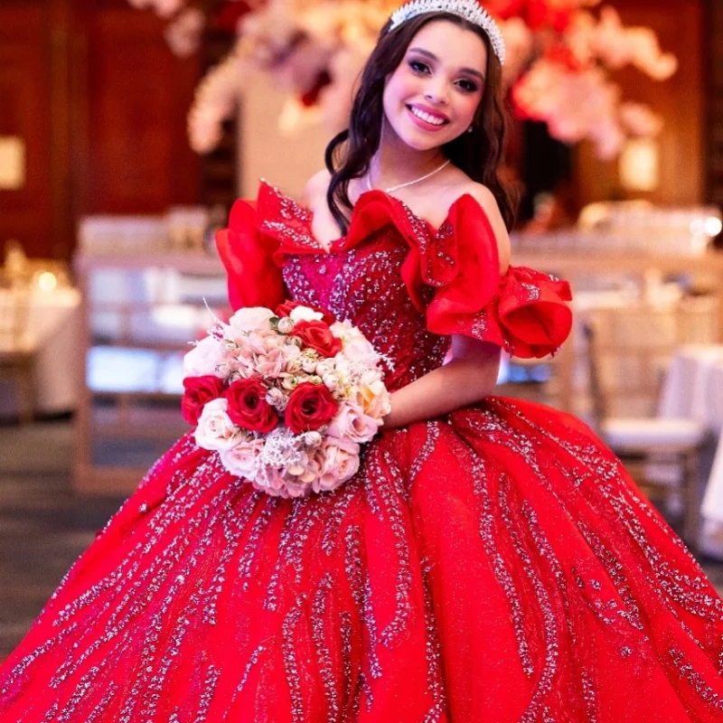 

Блестящее розовое платье Quinceanera с кружевной наклейкой и многослойными рюшами, платья de 15, Quinceanera ﻿ Индивидуальный
