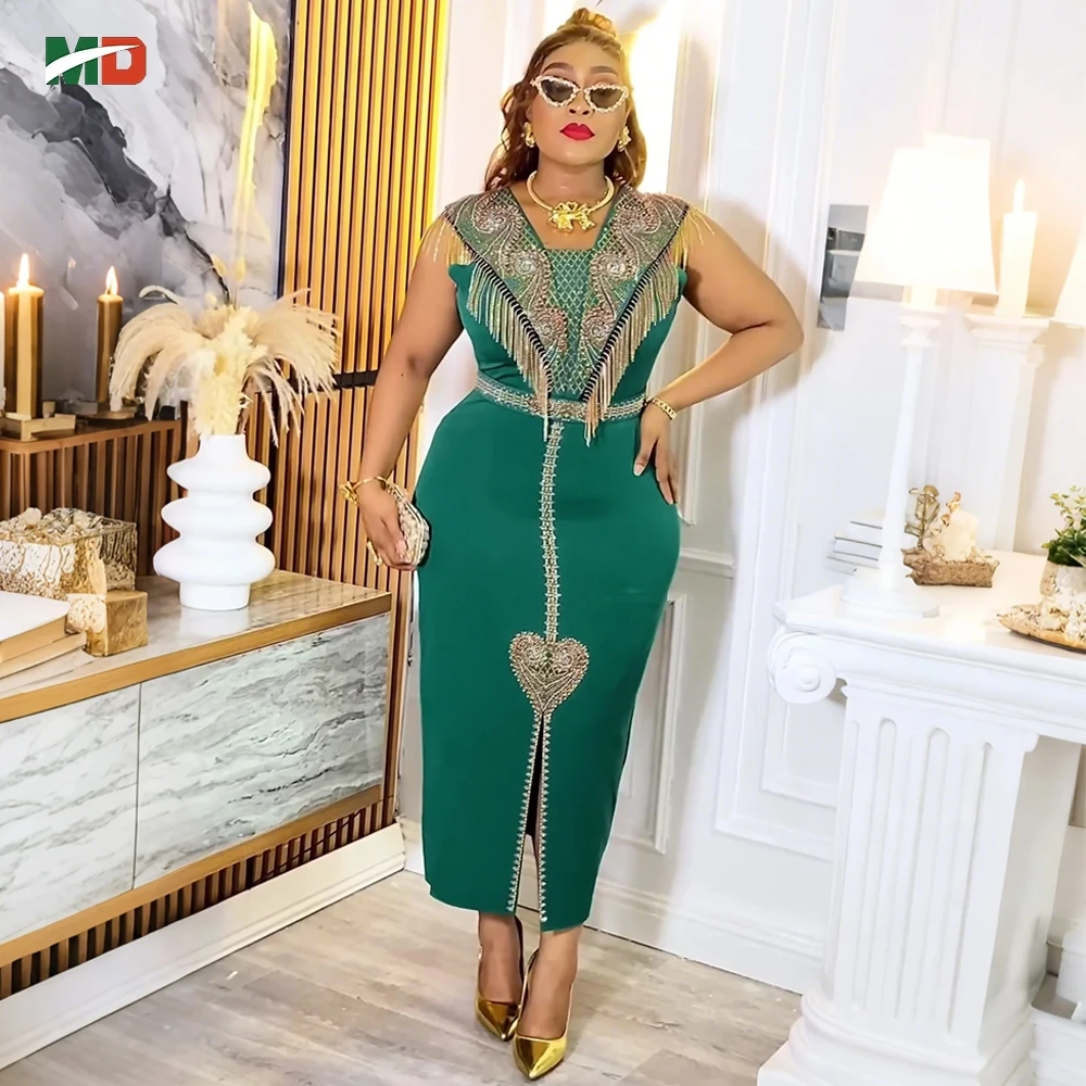 

For Women 2025 Plus Size African Wedding Party Dresses Dashiki Ankara Evening Gown Elegant Christmas Outfit Robe Africa Clothes
