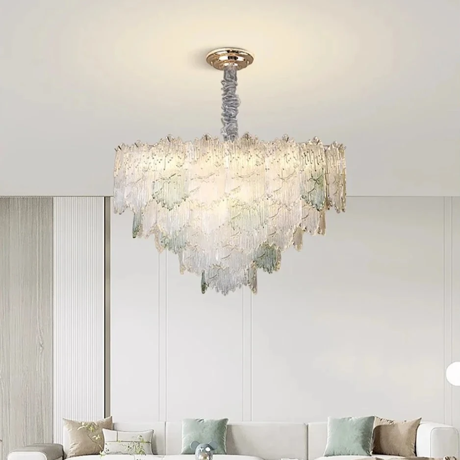 الفاخرة الحديثة نمط تأثيث المنزل الإضاءة الزخرفية فيلا فندق غرفة المعيشة الفن الزجاج يترك الثريا قلادة الخفيفة