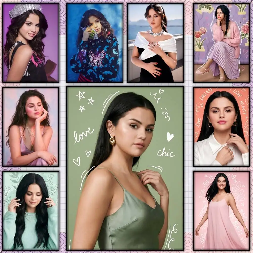 S-Selena Selegend G-Gomez Selly  Poster Self-adhesive Art Waterproof Paper Sticker Coffee House Bar Room Wall Decor