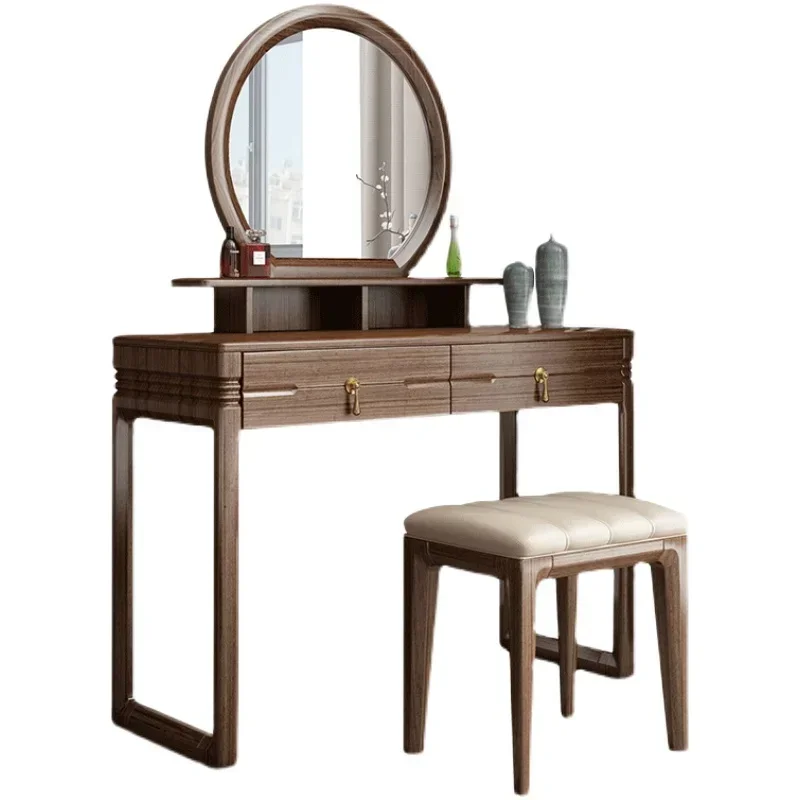 Golden silk sandalwood solid wood small household dressing table bedroom new Chinese dressing table