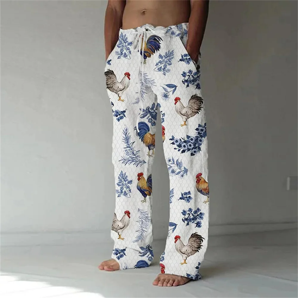 

Slow running pants street wear men's summer and autumn rooster 3D printed sports pants casual loose sports pants