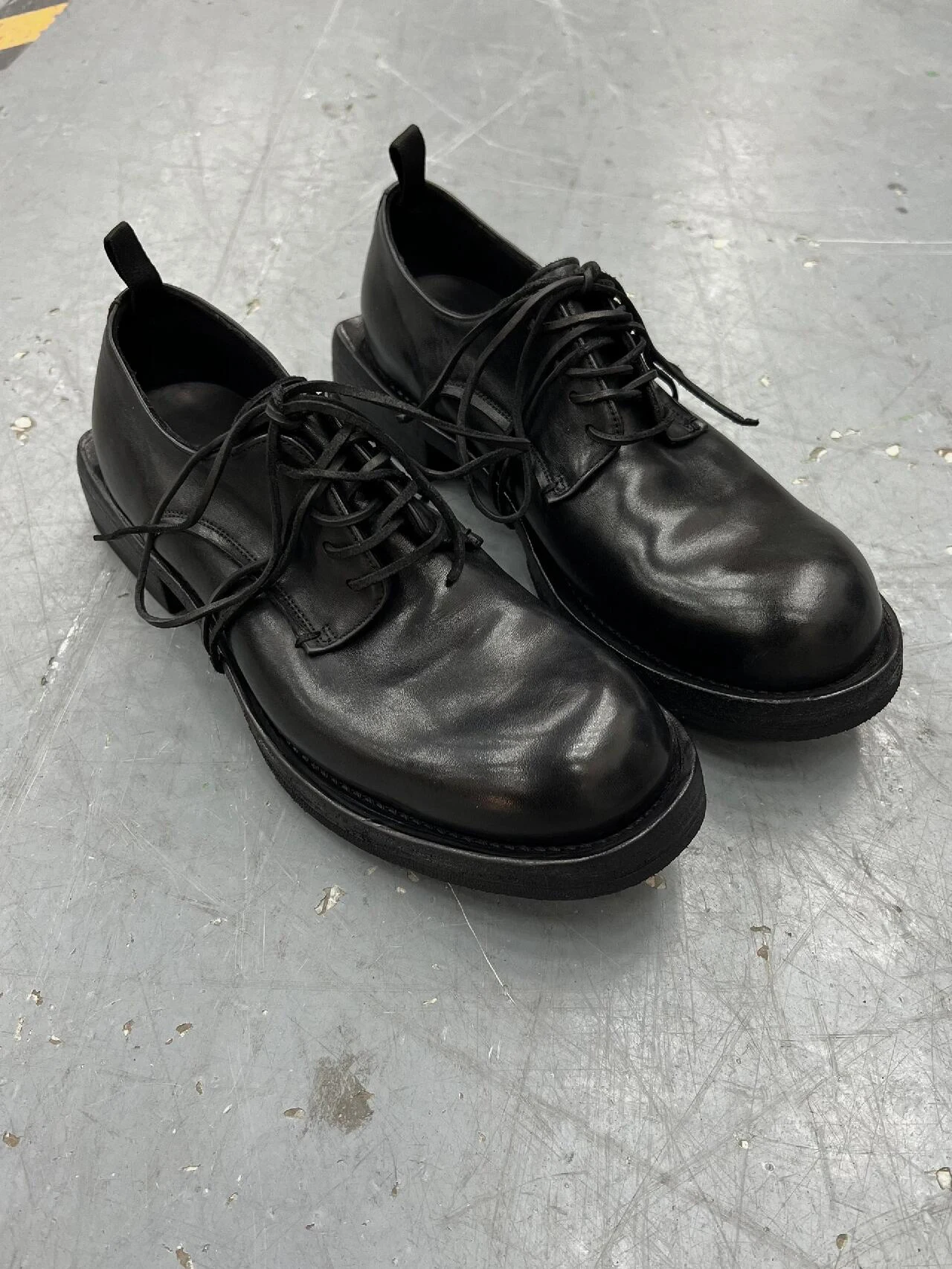 Vintage Punk Ghost Emperor Men's  Shoes Old-Style Big Head Lace-Up Casual Leather Shoes British Style Square Heel Loafers