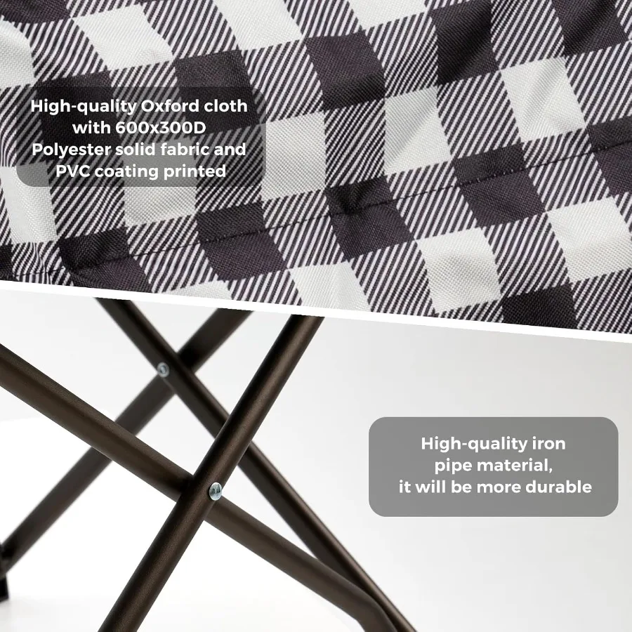 2 حزمة من كراسي التخييم شديدة التحمل للبالغين كرسي قابل للطي كبير الحجم محمول مع جيوب جانبية حامل أكواب لنزهة الصيد #5