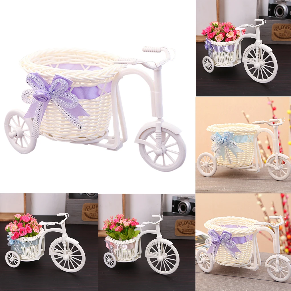 Tricycle Shaped Flower Basket Wedding Party Ceremony Decoration Bike Flower Storage Container, Pink