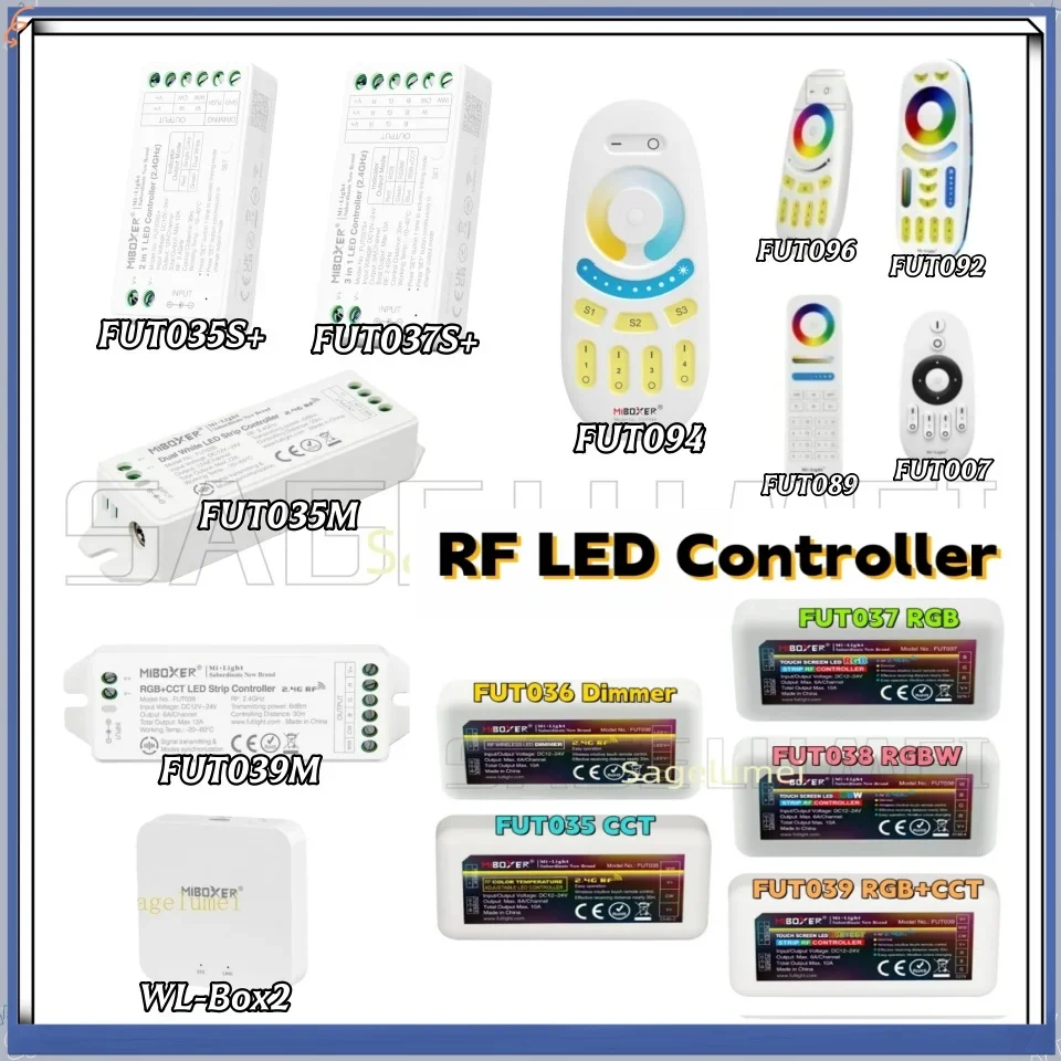 LED Controller Miboxer Dimmer FUT035 FUT036 FUT037 for Single Color CCT RGB FUT038 FUT039 RGBW RGB+CCT Cob Strip Tape Light 2.4G