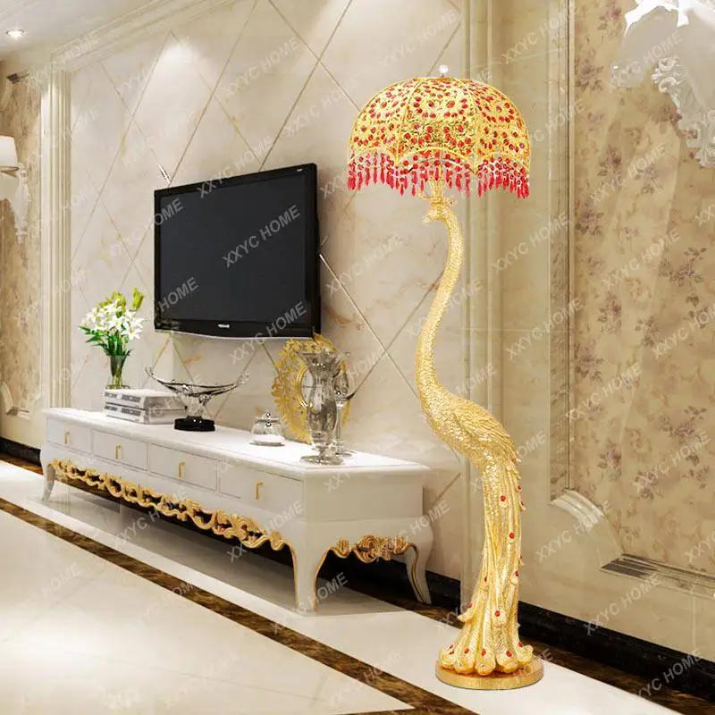 

Light luxury peacock floor lamp living room bedroom sofa edge decorative TV cabinet artistic design ornament