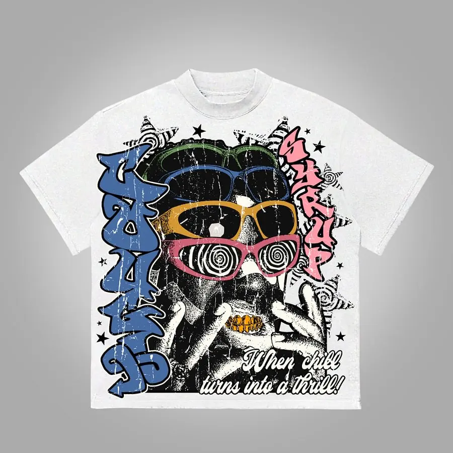 2026 Cough Syrup Psychedelic Reality Vintage Graphics T-Shirt Men Y2K Summer Harajuku Oversize Tshirt Streetwear Women Tops