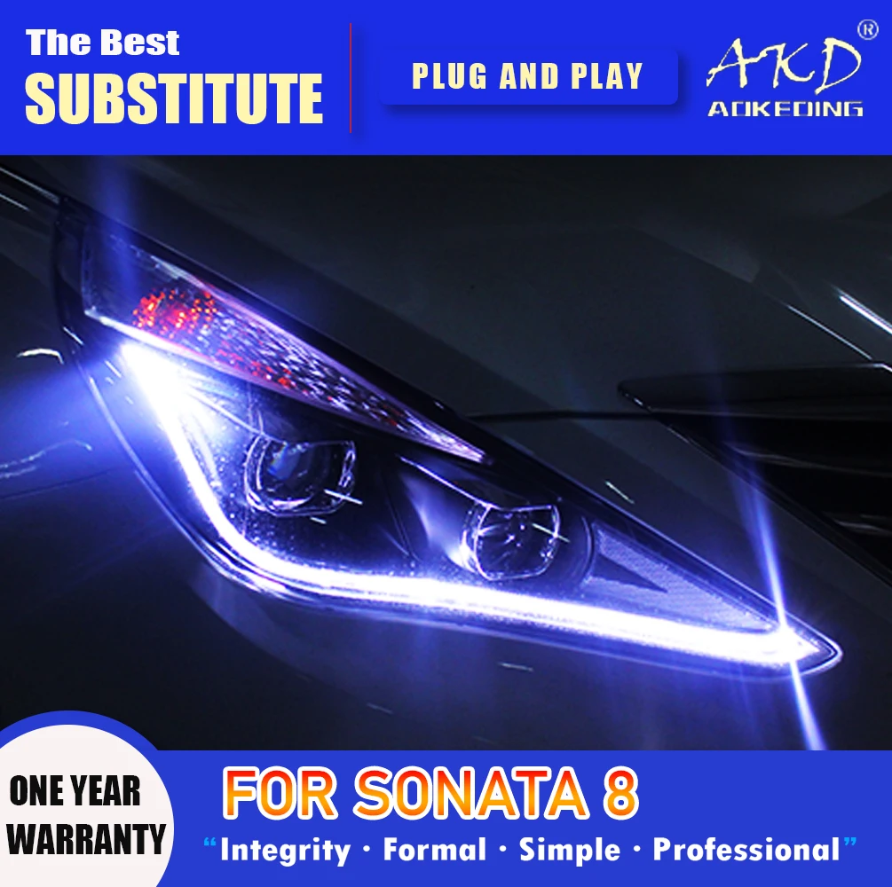 

AKD Head Lamp for Hyundai Sonata LED Headlight 2011-2016 Headlights Sonata DRL Turn Signal High Beam Angel Eye Projector Lens