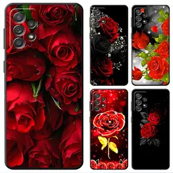 Case for Samsung Galaxy A24 A11 A21s A42 A32 A12 A14 A13 A73 A33 A72 A22 A54 A52 A53 A23 A34 Bright Red Rose Flowers Cover