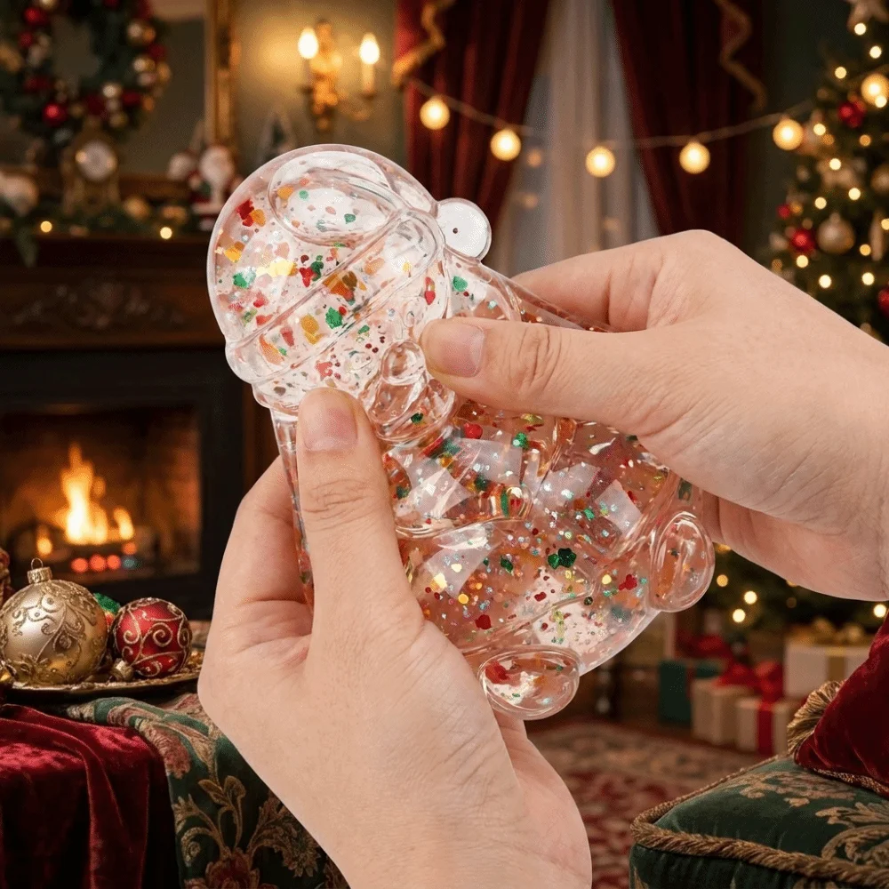 Slow-Rebound Christmas Squishy Maltose Texture Pinch Fun Xmas Desktop Ornament Glitter Clear Santa Claus Squeeze