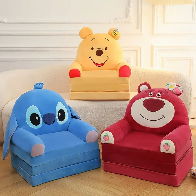 Disney Stitch Lotso Pooh Bär kreative Cartoon niedlichen Puppen stil nach Hause tragbare faltbare Sofa Sitz Raum dekoration Kinder geschenk