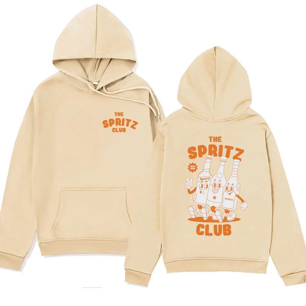 Funny Aperol Spritz Cocktail Graphic Printed Hoodie Cute Cartoon Wine Sweatshirt  Winter Fleece Pullover Fashion Oversized Hoody