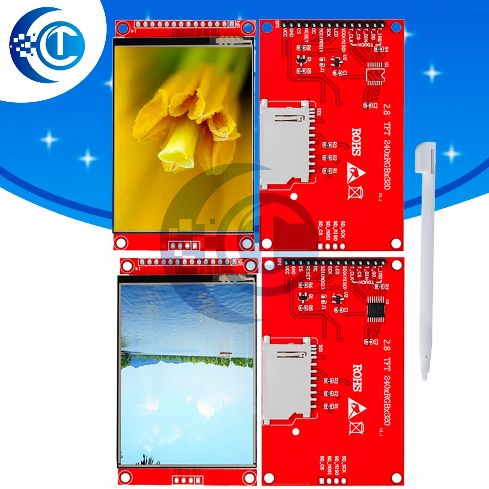 Modulo porta seriale LCD TFT SPI da 2,8 "240x320 con adattatore PCB Micro SD ILI9341 / ST7789V 5 V/3,3 V Display a LED da 2,8 pollici per Arduino