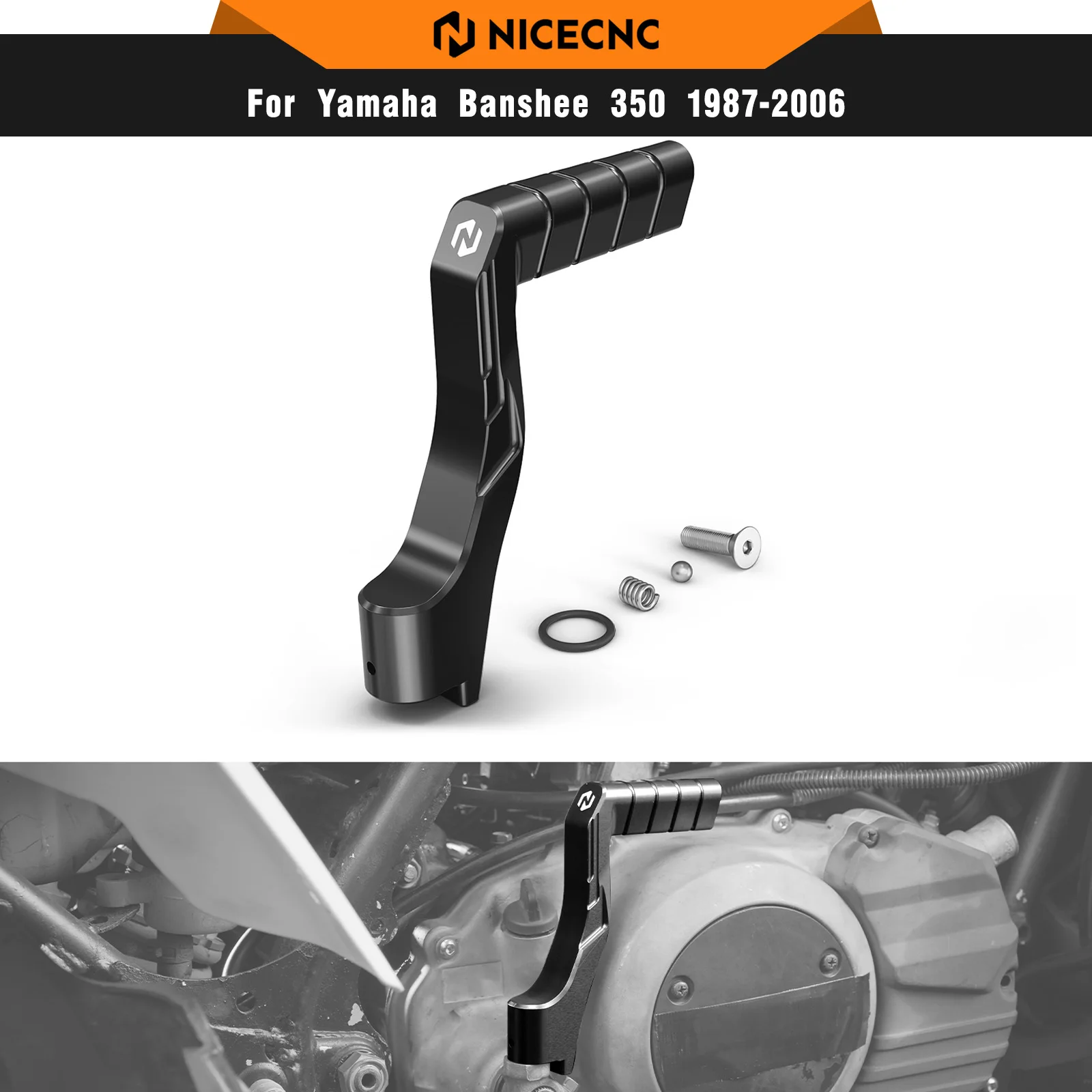 NICECNC Kickstarter Lever For Yamaha Banshee 350 1987-2006 Replaces 2GU-15620-01-00 Non-Slip ATV 6061-T6 Aluminum Foot Starter