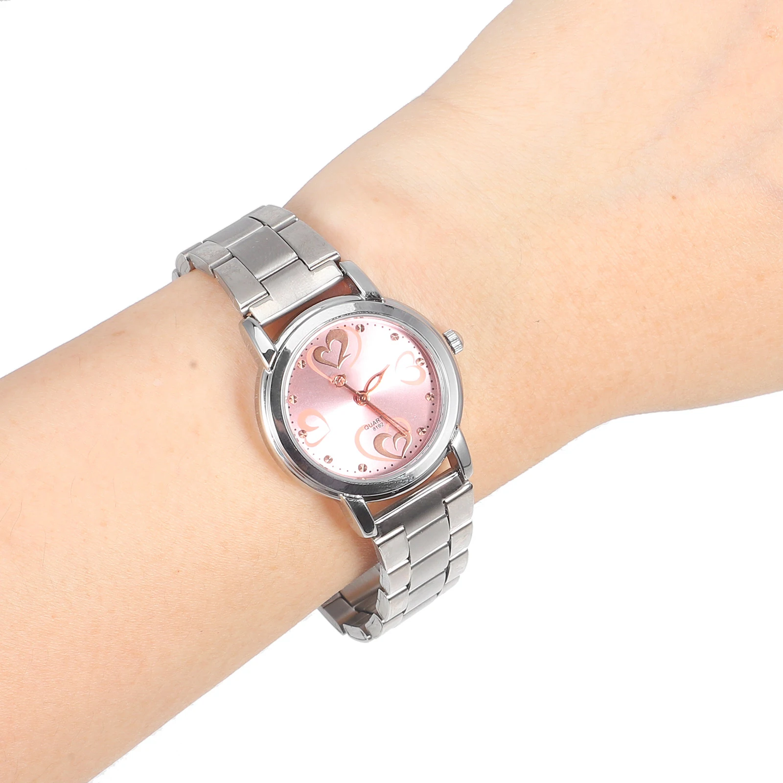 Steel Strap Couple Watch Fashion Delicate Quartz Wristwatch Waterproof for Adults Students Pink Girl Style Valentine Gift