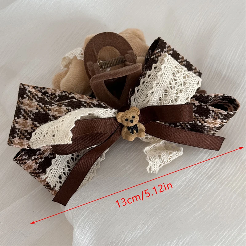 الحلو الفتيات متقلب Bowknot النسيج الفن دبابيس الشعر لطيف الكرتون الدب مشبك شعر كليب ريترو ستايل الشعر الديكور للمرأة
