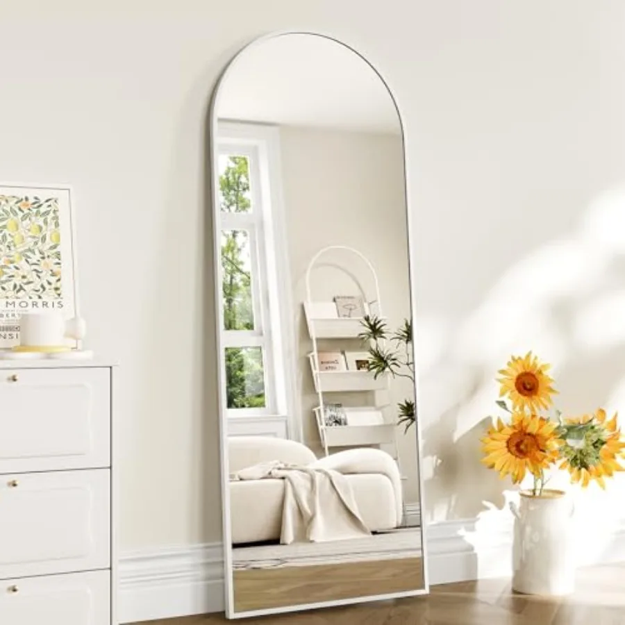 

Full Length Mirror - 57" x 20" Arched Floor Mirror/Wall Mounted Aluminum Alloy Frame Full Body Mirrors for Bathroom Living Room