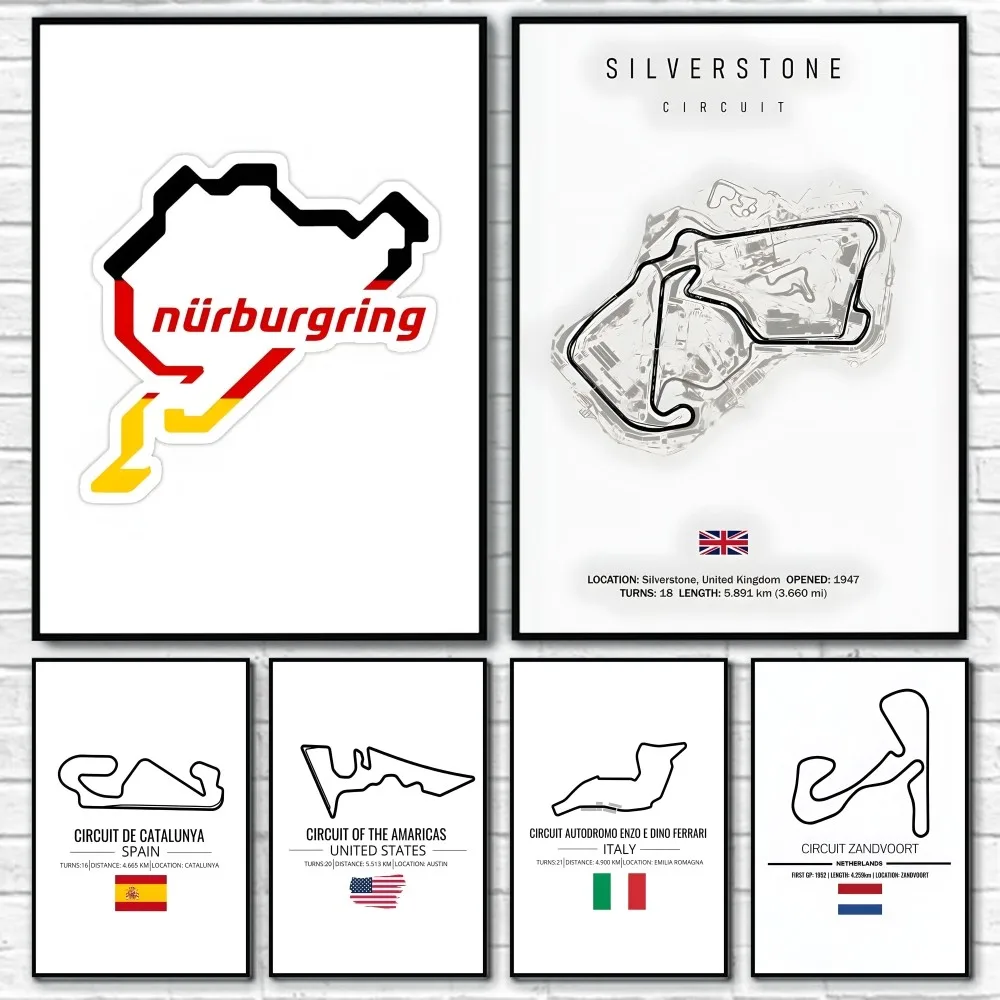 

Nurburgring F1 Circuit Ins Poster Sticky Wall Art Printing Waterproof Home Living Bed Room Bar Hallway Aesthetic Decor