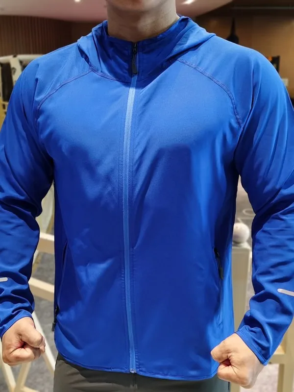Men's Sport Jacket Hoodie Spring Summer Four-Sided Elastic Running Fitness Cycling Quick Dry Windproof Training Clothes