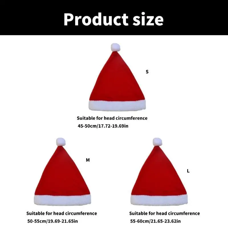 قبعات أغطية رأس عيد الميلاد من القطيفة 652F سميكة من القطيفة لحفلات عيد الميلاد للعام الجديد