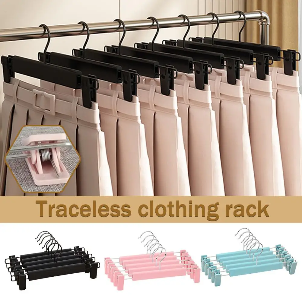 Space Saving Multifuncional Household Hanger, TelescopicHanger, Rack de aço, antiderrapante, inoxidável, espessado, Traceless Pants, F5N4