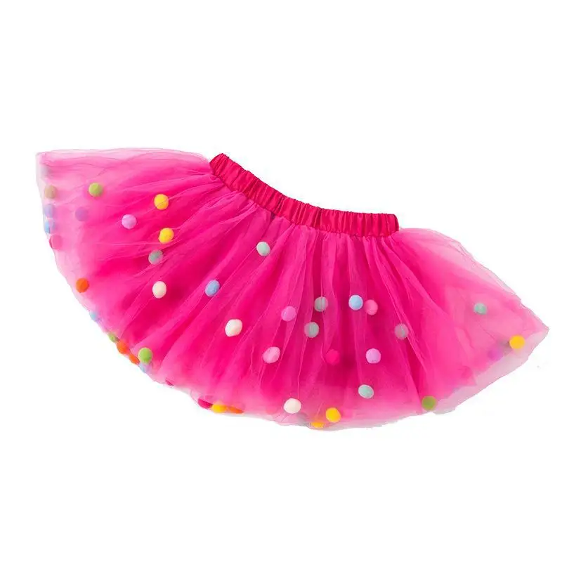 Dance Balls Kid Girls Tutu Skirt Pompon Soft Mesh Lace Children Skirts Ins Style Baby Tutu Pettiskirt Wild Bottoming Princess