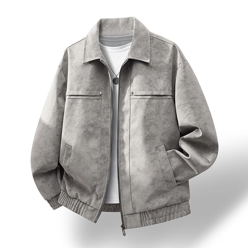 2026 Spring New Men'S Retro Casual Fashion Trend Leather Jacket Men Large Size High Quality Versatile Loose Pu Leather Jackets