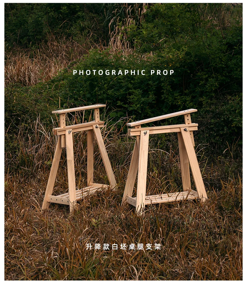 Rustic Wood Table Legs for Outdoor Photo Prop Stool Feet Vintage Workstation Base Industrial Photography Background Setting