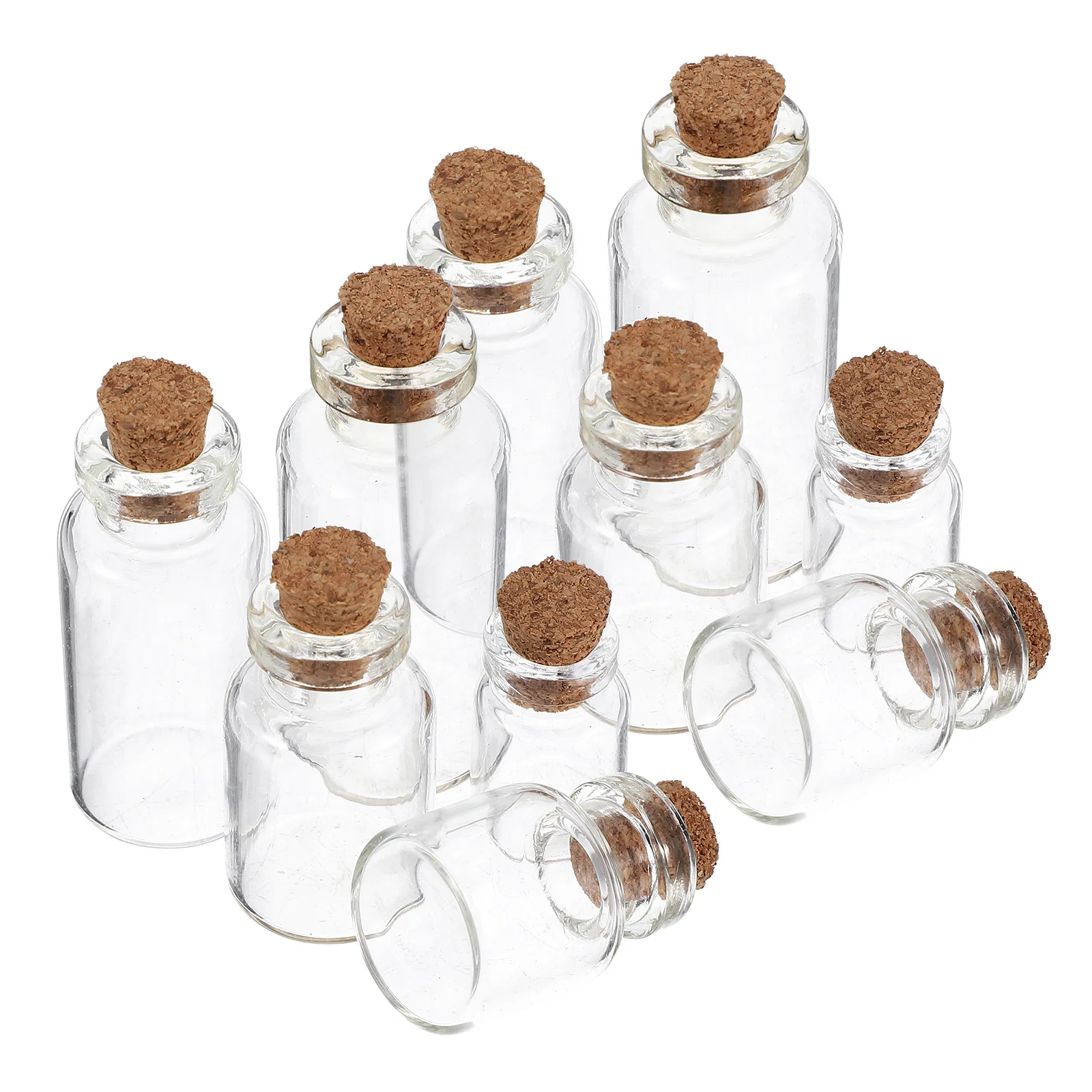 

50 Pcs Bottles Small Sample Containers Laboratory Reagent Mini Glass with Cork Stopper
