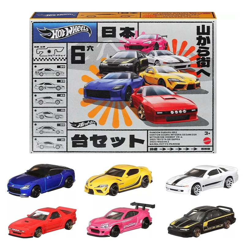 2024 Hot Wheels Street Of Japan JDM Multi Pack 6-Car Set Nissan Z Mazda RX7 Toyota GR Pandem 1/64 Diecast Cars Model Toy HRX54