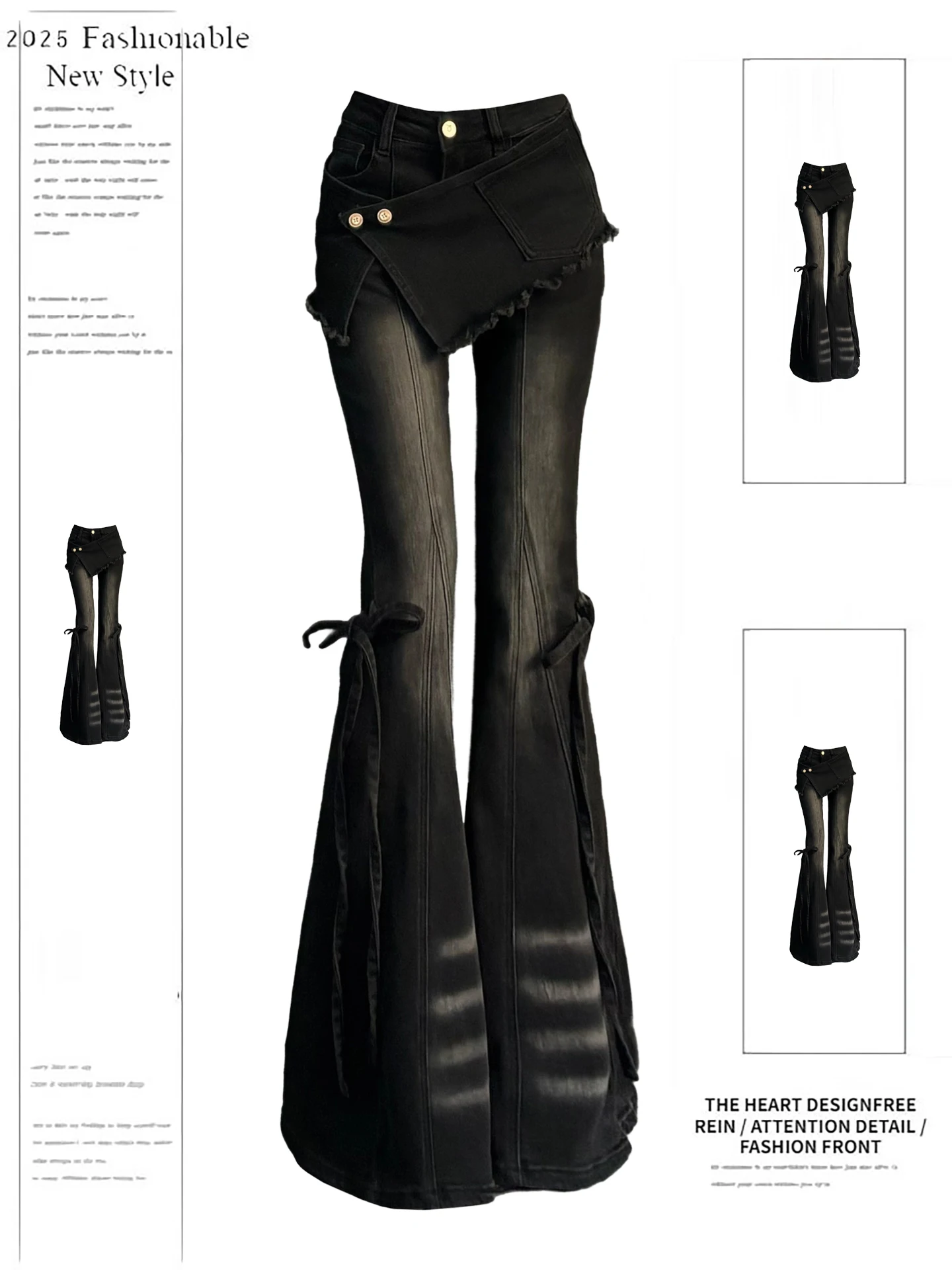 

Модные джинсовые джинсы-колокольчики с высокой талией, женские весенне-осенние облегающие брюки с узлом, сексуальные утягивающие брюки для девочек