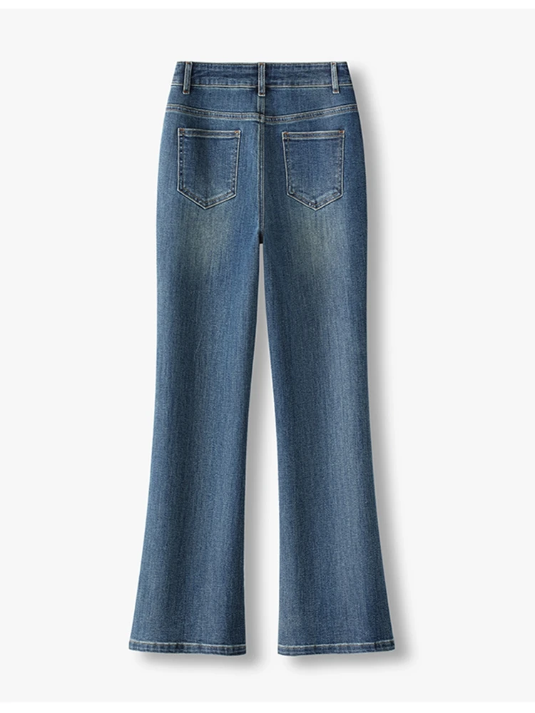 Imagem -03 - Jeans Micro Lared para Mulheres Calça Retrô Azul Fishtail Cintura Alta Estilo Emagrecedor Meia Idade Nova Primavera 2023