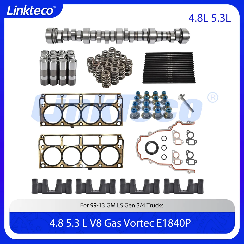 

Engine Sloppy Stage 2 Camshaft Rebulid Kit Full Gasket Lifter Set Fit 4.8 5.3 L For 99-13 GM LS Gen 3/4 Trucks 4.8L 5.3L E1840P