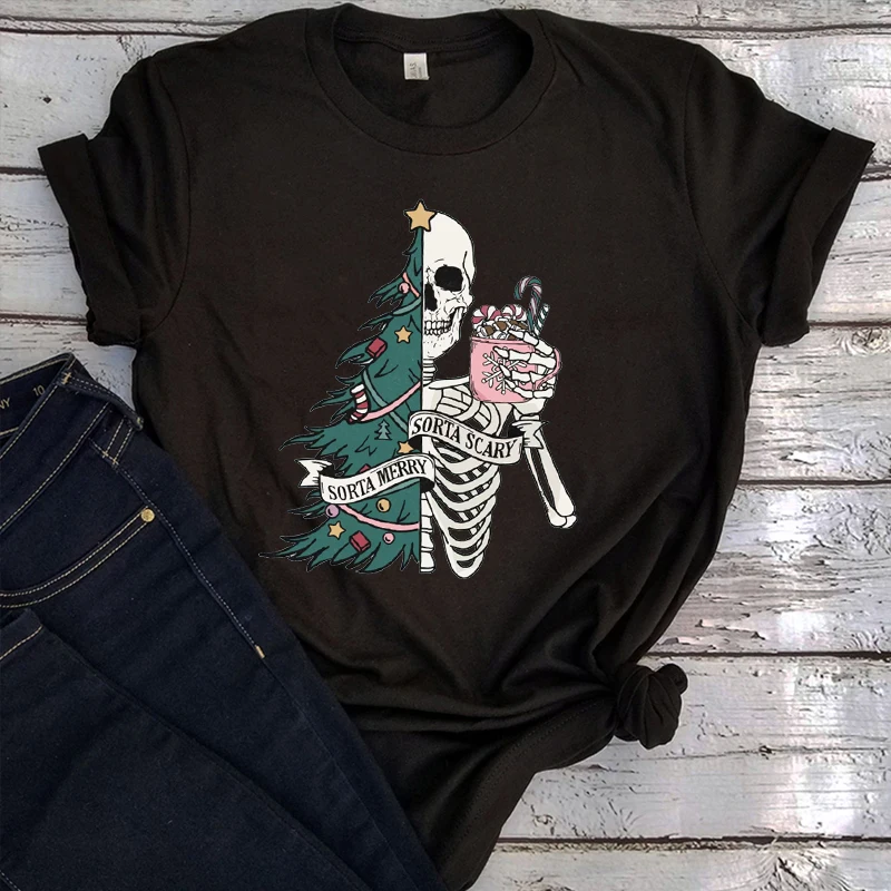 Skeleton Christmas Shirt Scary Shirt Tee Sarcastic Christmas Shirts Merry Christmas Tee Funny Christmas Gifts Goth