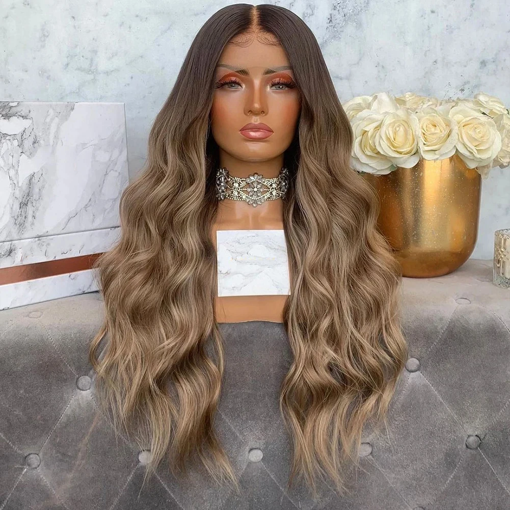 

Remy Hair 28" Brown Blonde Body Wave Lace Front Wig with Baby Hair Pre Plucked 13x4/13x6 Lace Front Human Hair Wigs for Women