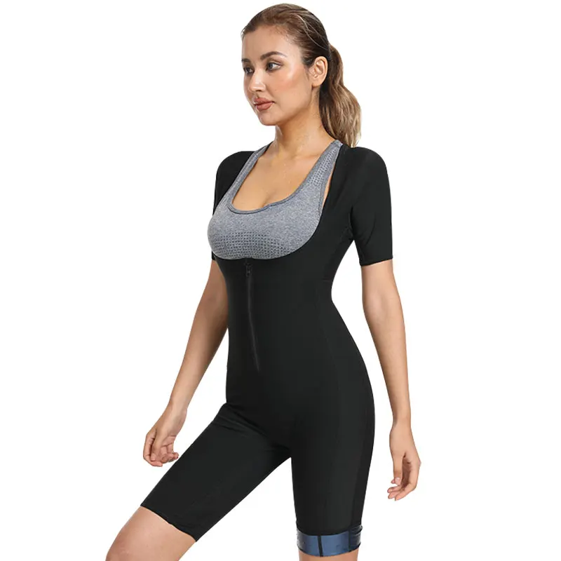 Sauna Suits for Women Weight Loss Sweat Vest Workout Body Shaper 3-In-1 Zipper Safety Buckle and Breathable Mesh Sauna Jumpsuit