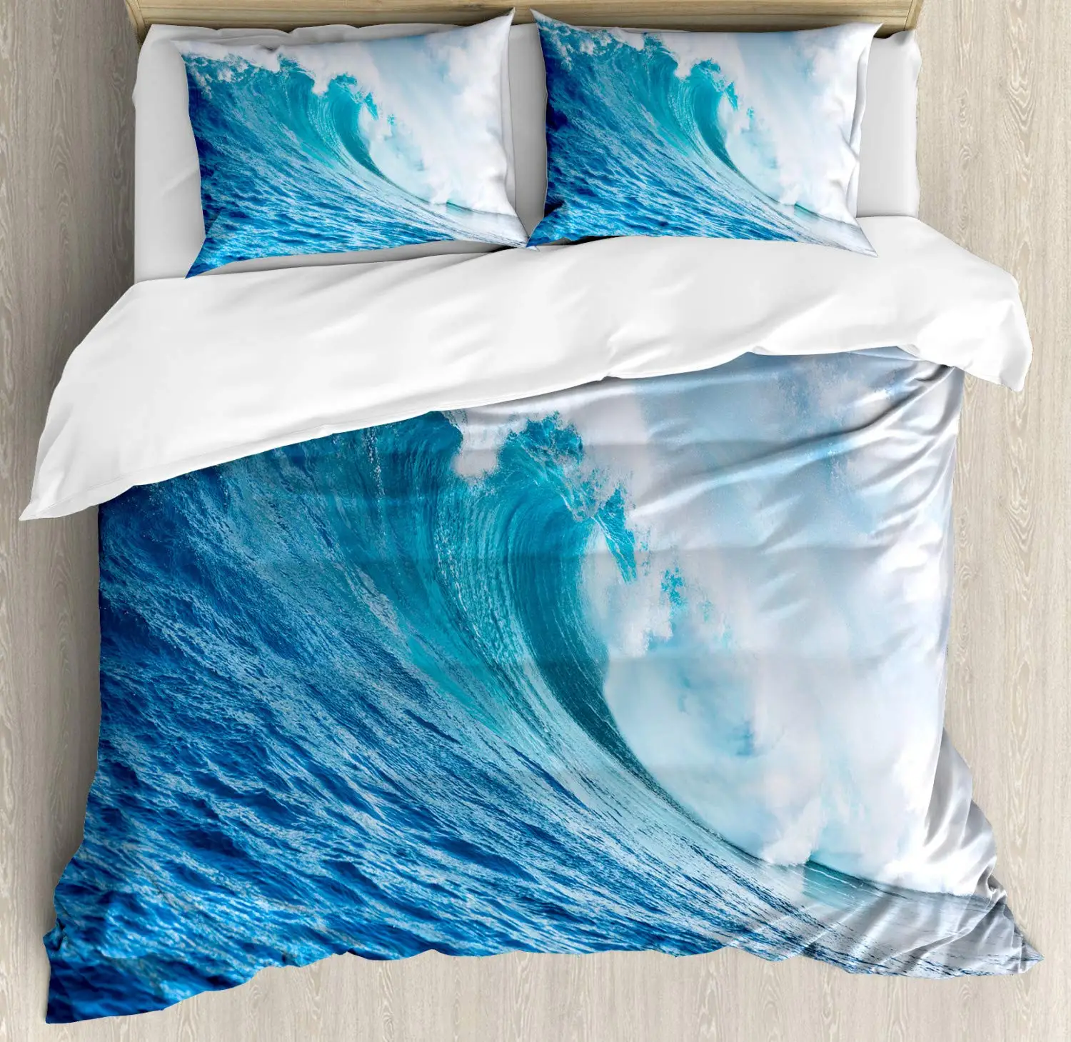 

Ocean Wave Bedding Set Comforter Cover for Kids Boys Girls Teens Hawaiian Beach Underwater Duvet Cover Room Decor Full Size