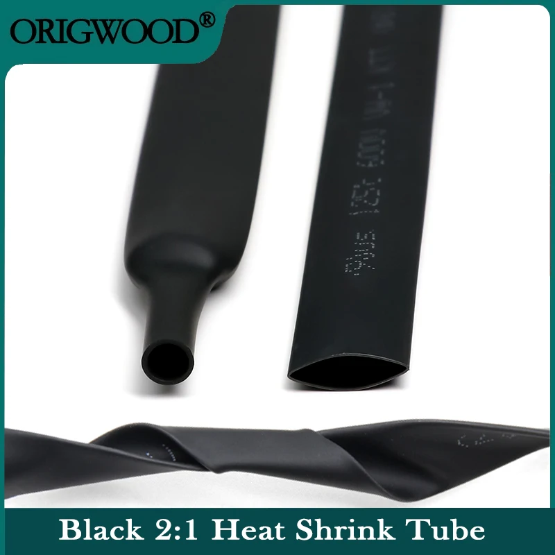 

Black 1~10m Heat Shrink Heatshrink Tube 2:1 Diameter 0.6~210mm Polyolefin Tubing Sleeving DIY Wrap Wire Repair Cable Protecctor