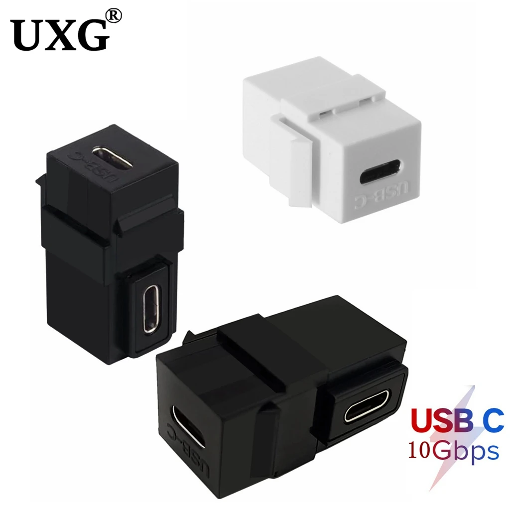 USB 3.1 Type C Keystone Female to Female Jack Coupler Insert Socket Adapter Port Extension Connector for Wall Plate Outlet Panel