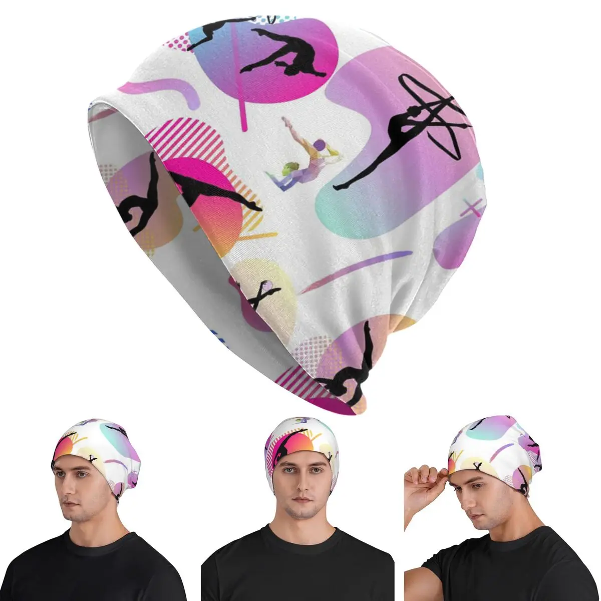 

Gymnastics Print Skullies Beanies Hats Warm Autumn Winter Outdoor Cap Knitted Bonnet Caps for Unisex Adult