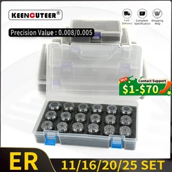 1 Set ER Collet High Precision 0.008/0.005 ER11 ER16 ER20 ER25 For Milling Tapping Grinding Carving and Other Processing