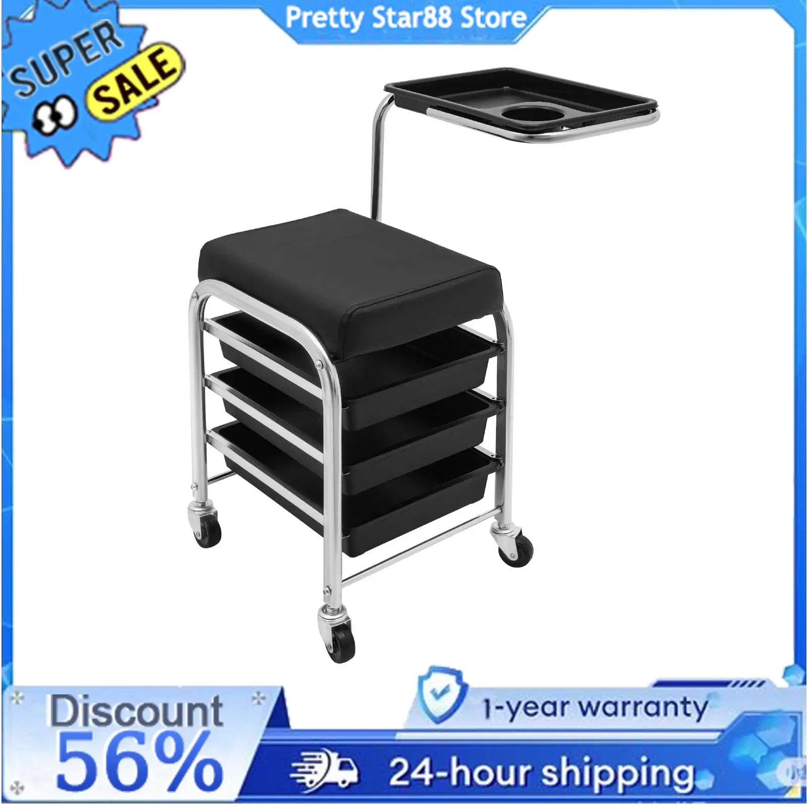 

Manicure and Pedicure Tool Storage Cart Corrosion Resistance Salon Cart Easy to Move Beauty Manicure Trolley for Homes/Offices