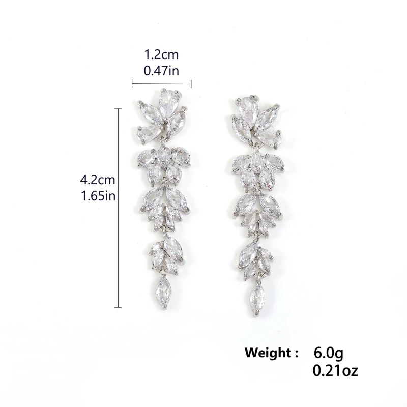 ZAKOL Luxury Gorgeous Marquise Cluster Dangle Earrings for Women Flower Shape Cubic Zirconia Long Earring Bride Wedding Jewelry