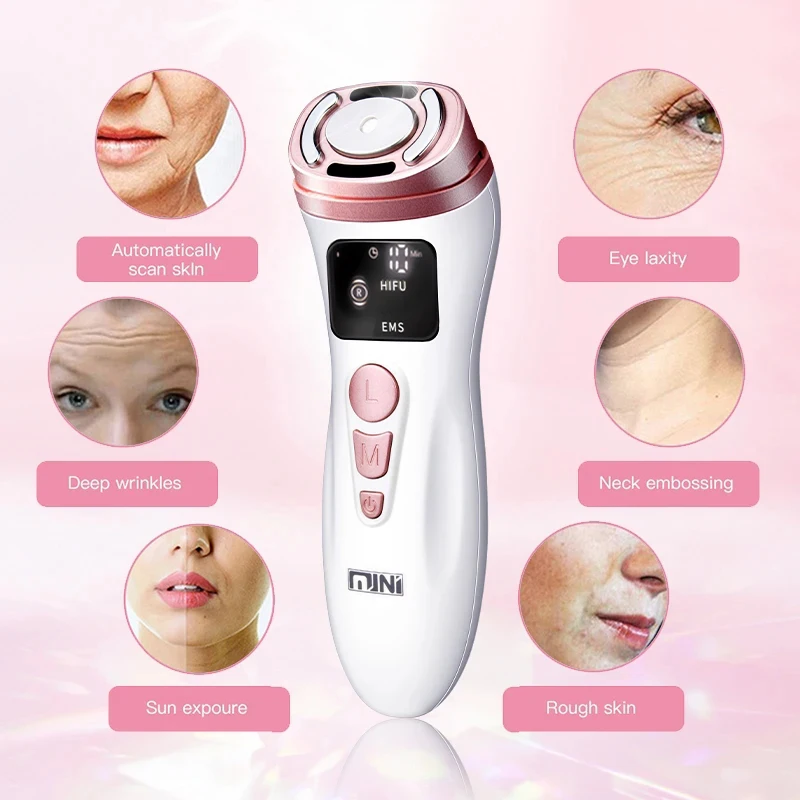 New Mini HIFU Ultrasonic Machine EMS  Microcorriente Facial Lifting Firming Skin Care Anti Wrinkle Massager